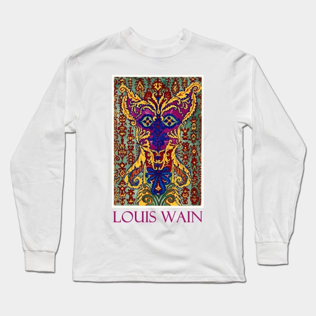 A Cat Standing on It's Hind Legs by Louis Wain Long Sleeve T-Shirt by Naves